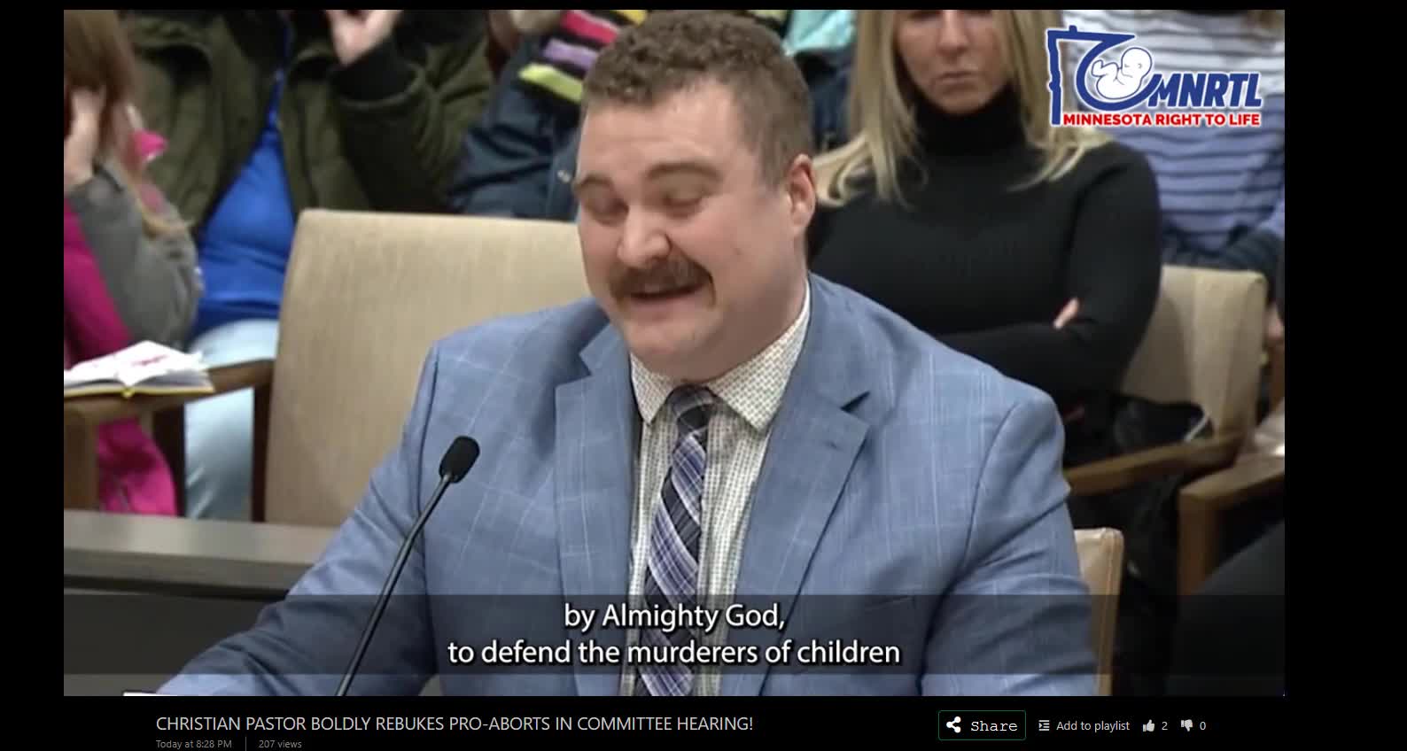 Pastor before a Minnesota committee on abortion