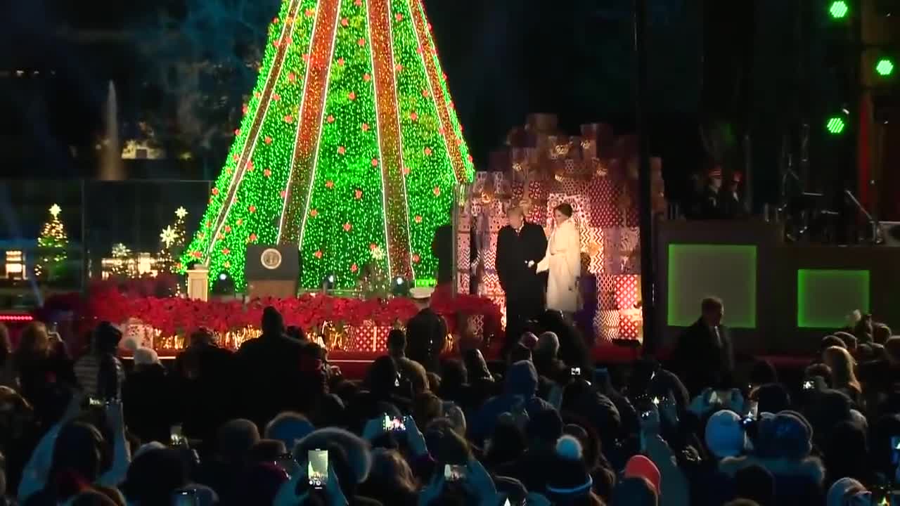 The Trumps attend the National Christmas Tree Lighting ceremony. 2018