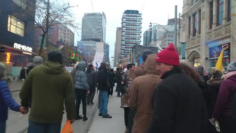 Marching on various streets at the Toronto worldwide freedom march - November 20, 2021