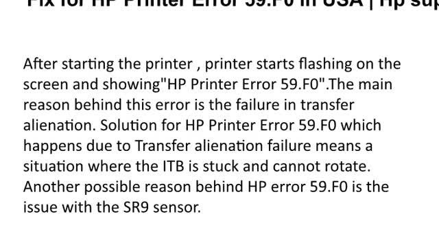 Fix for HP Printer Error 59.F0 in USA | Hp support 247