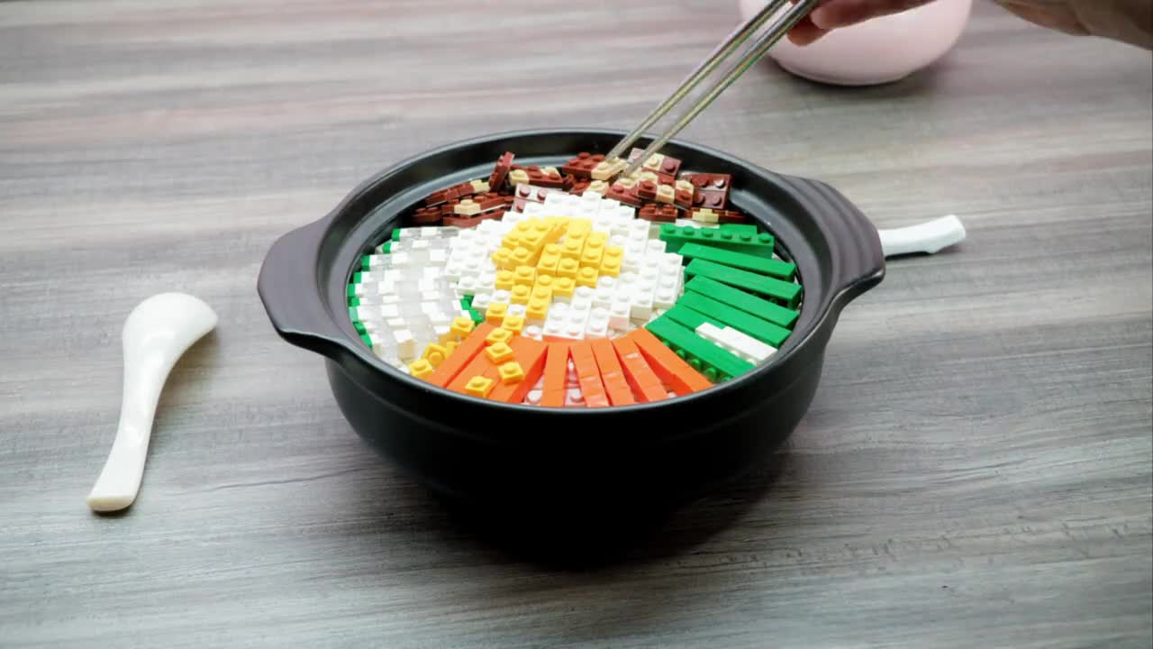 Lego chefs make bibimbap. Would you like it