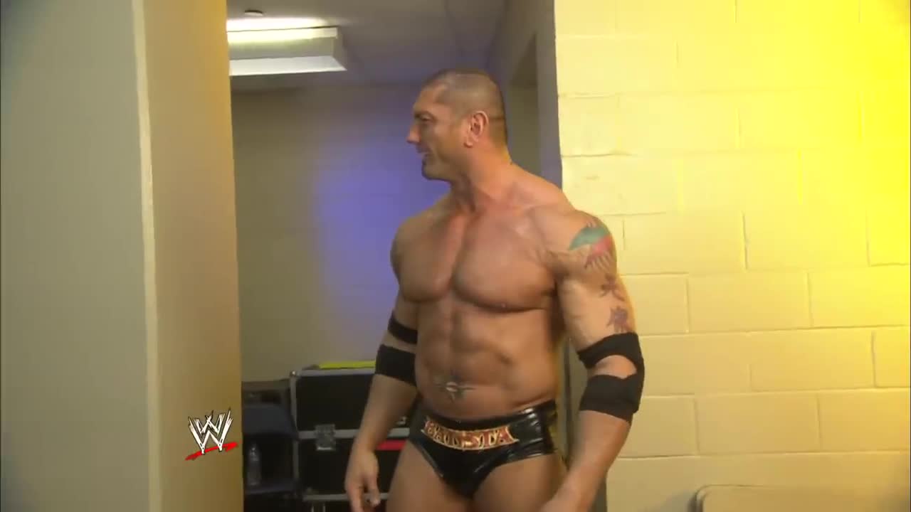 A WWE fan sneaks backstage to see Batista