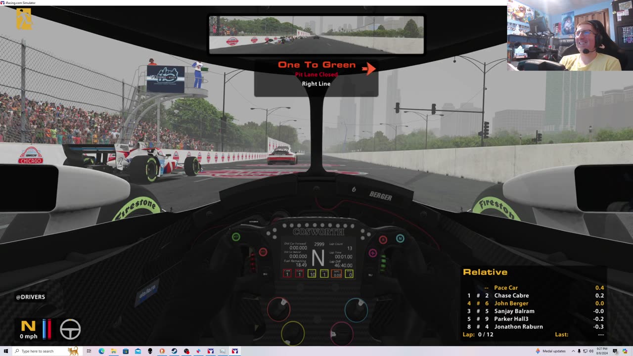 iRacing B Fixed IndyCar Series from Chicago 8/8/24. IndyCar at a NASCAR Track.