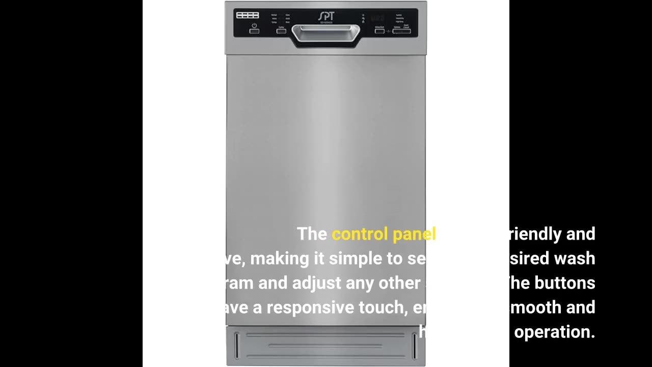 SPT SD-9254SS 18″ Wide Built-In Dishwasher w/Heated Drying, ENERGY STAR, 6 Wash Programs, 8 Pla...