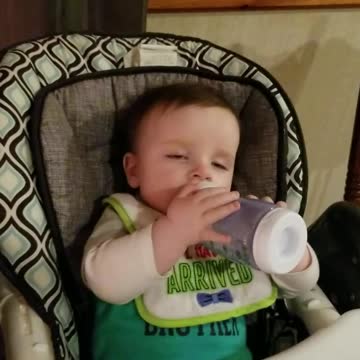 Baby falls asleep drinking his bottle