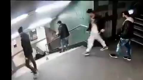 Migrant gang kicks woman down the stairs in Germany