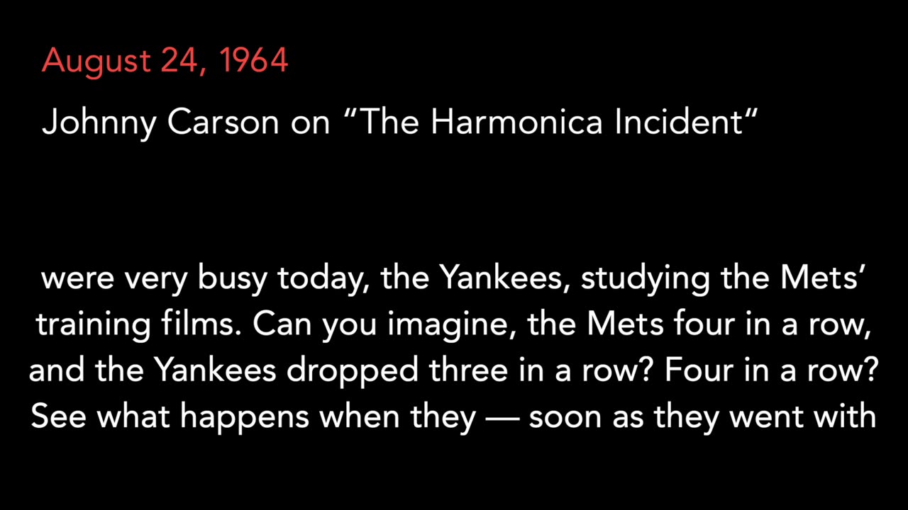 Aug. 23, 1964 | Johnny Carson on “The Harmonica Incident”