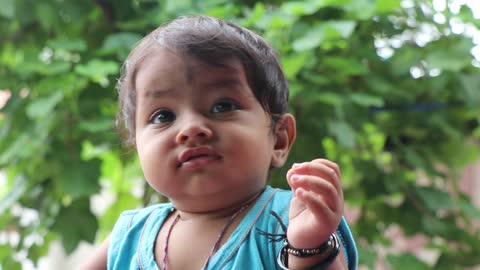 Cute Baby smiling enjoy At Home