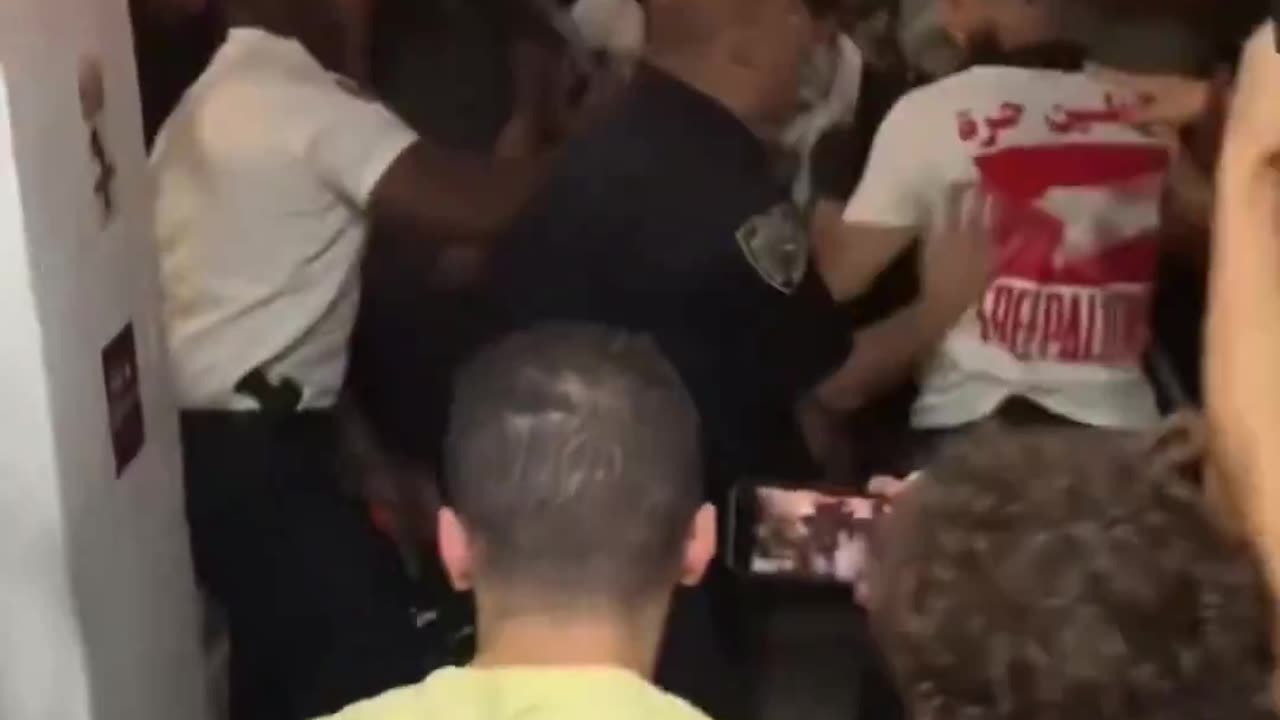 Pro-Hamas protesters going berserk in NYC at a Kamala campaign dinner for