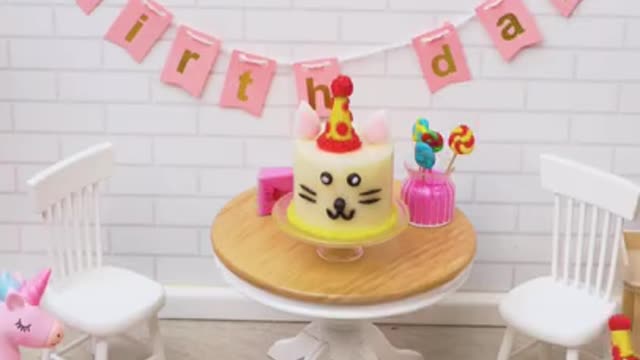 Making cake for cat birthday