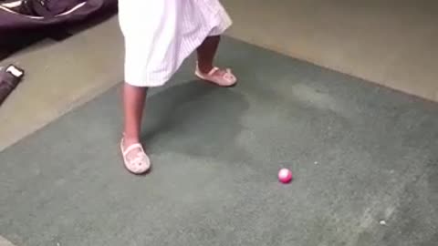 Cute girl play golf