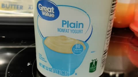 Eating Great Value Plain Nonfat Yogurt, Dbn, MI, 2/8/24