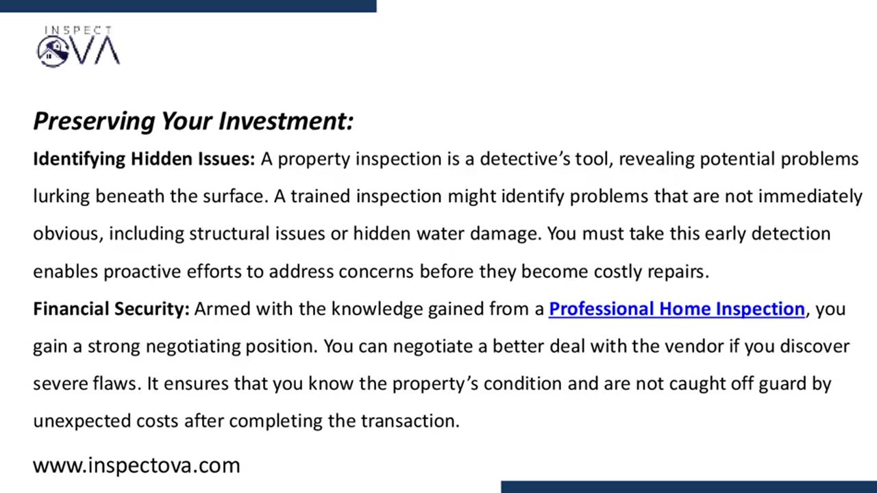 Why is property inspection important?