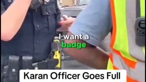 Karen police officer harasses construction workers