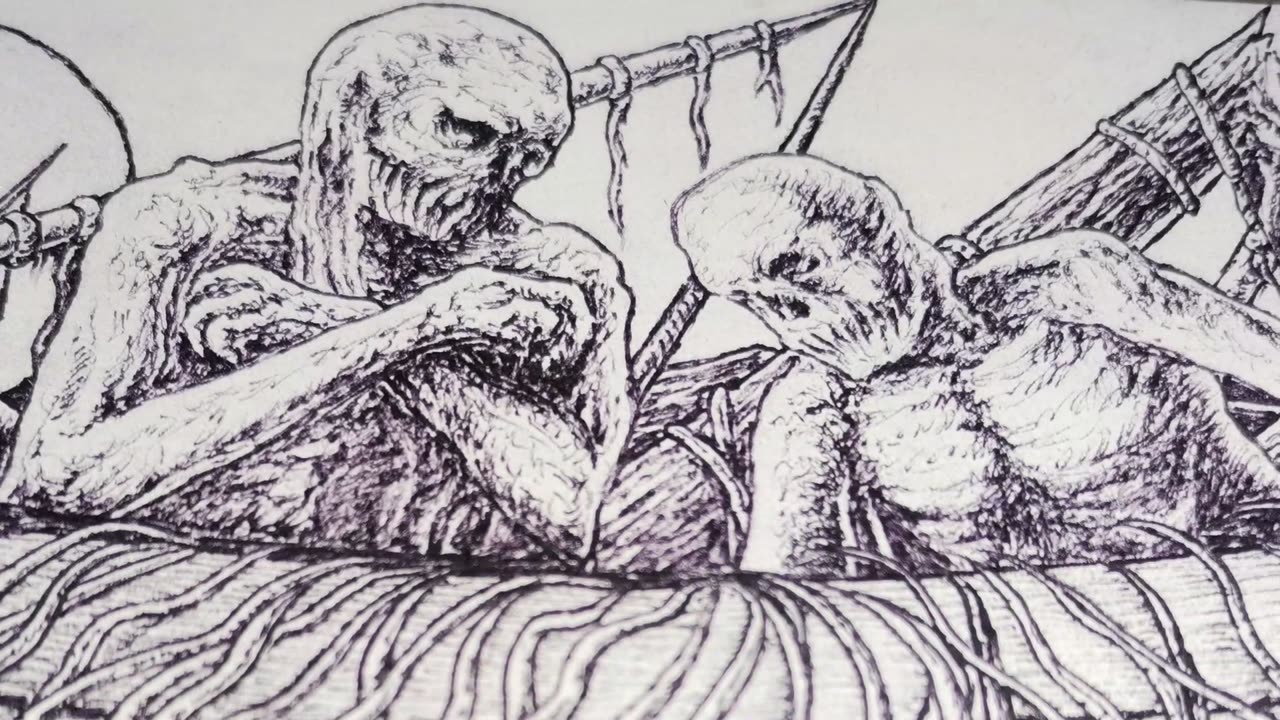 Golden Fish and Dead Fishermen drawing