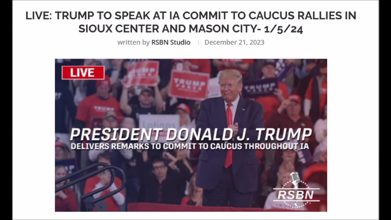 LIVE: Trump to speak at IA Commit to Caucus rallies in Sioux Center and Mason City