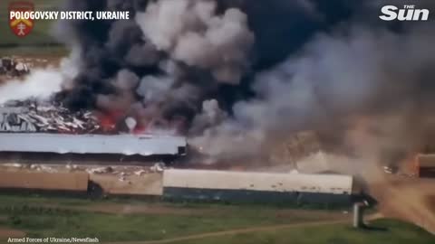 Ukraine forces BOMB Russian ammo warehouse in sky high explosions