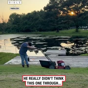 Husband has push along lawnmower 😅