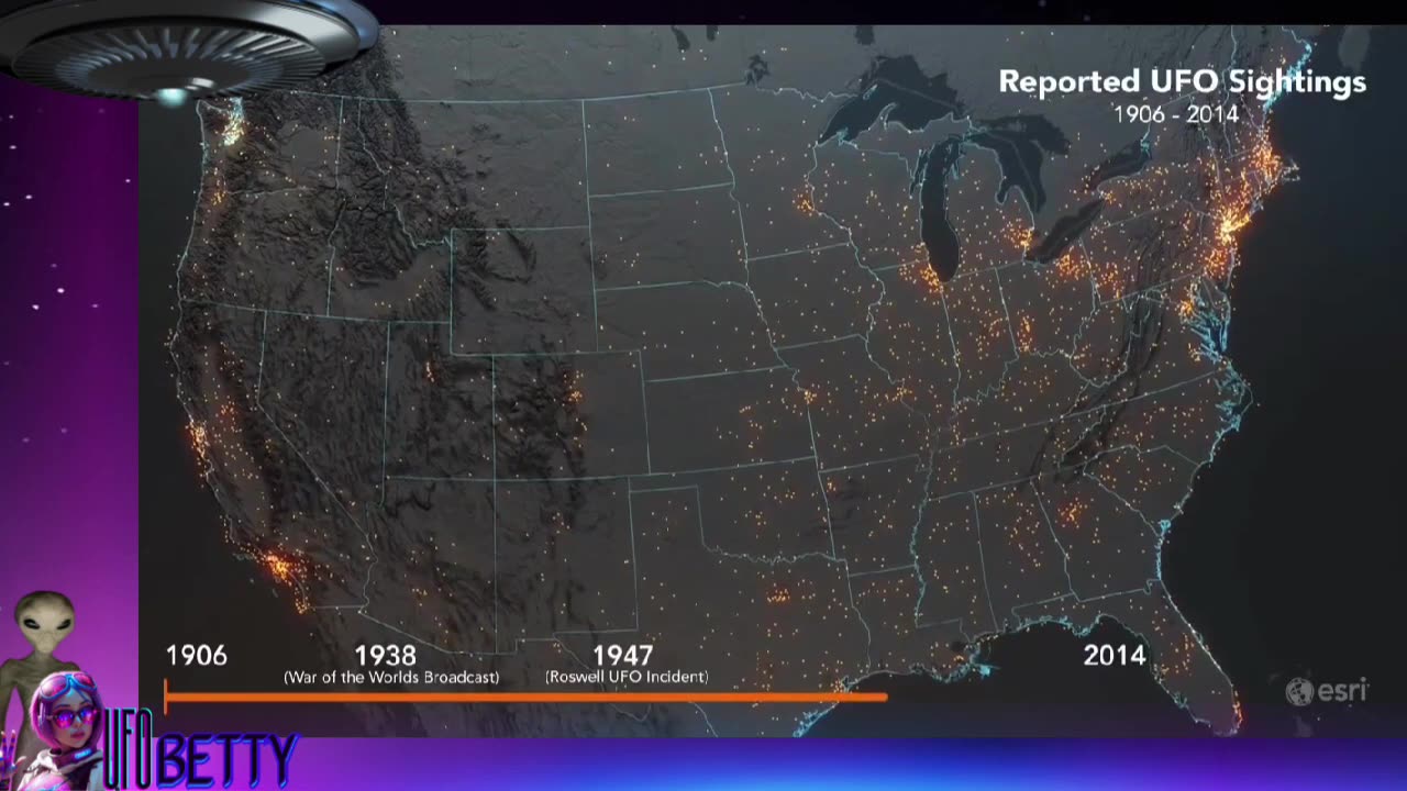 UFO Hotspot Map 1906-2014