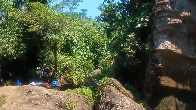 Wow beautiful waterfall in the middle of the forest