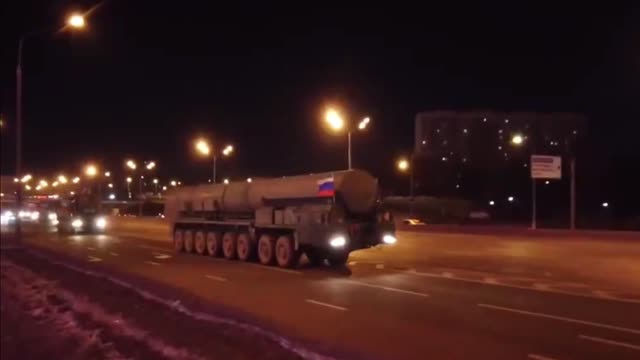 Row of Missile System Launchers Near Moscow