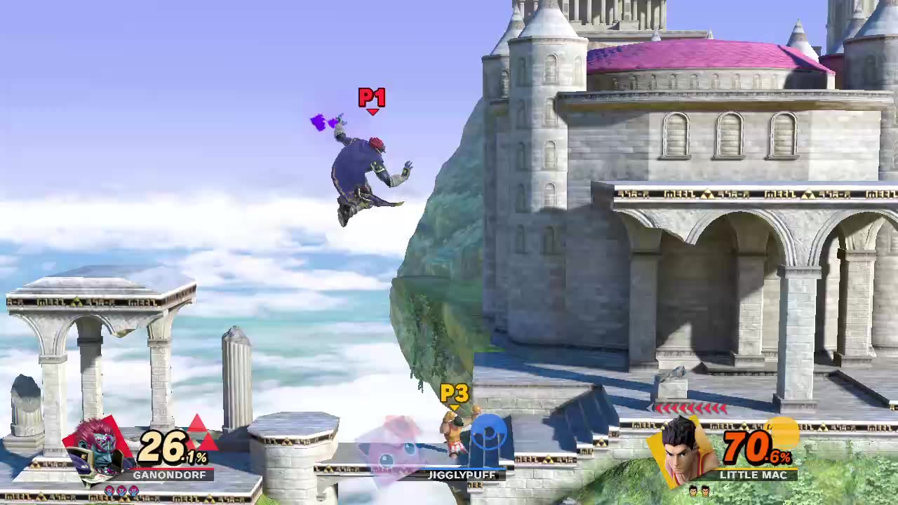 Ganondorf Vs Jigglypuff Vs Little Mac on Temple (Super Smash Bros Ultimate)