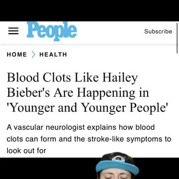 clot-shot dystopia: now blood clots like Hailey Bieber's and strokes are being normalized