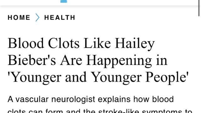 clot-shot dystopia: now blood clots like Hailey Bieber's and strokes are being normalized