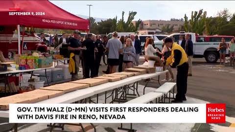 Tim Walz Shows Up With Pizza For First Responders To Davis Fire In Reno, Nevada