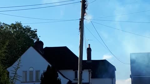 Electric Post Sparks and Catches Fire