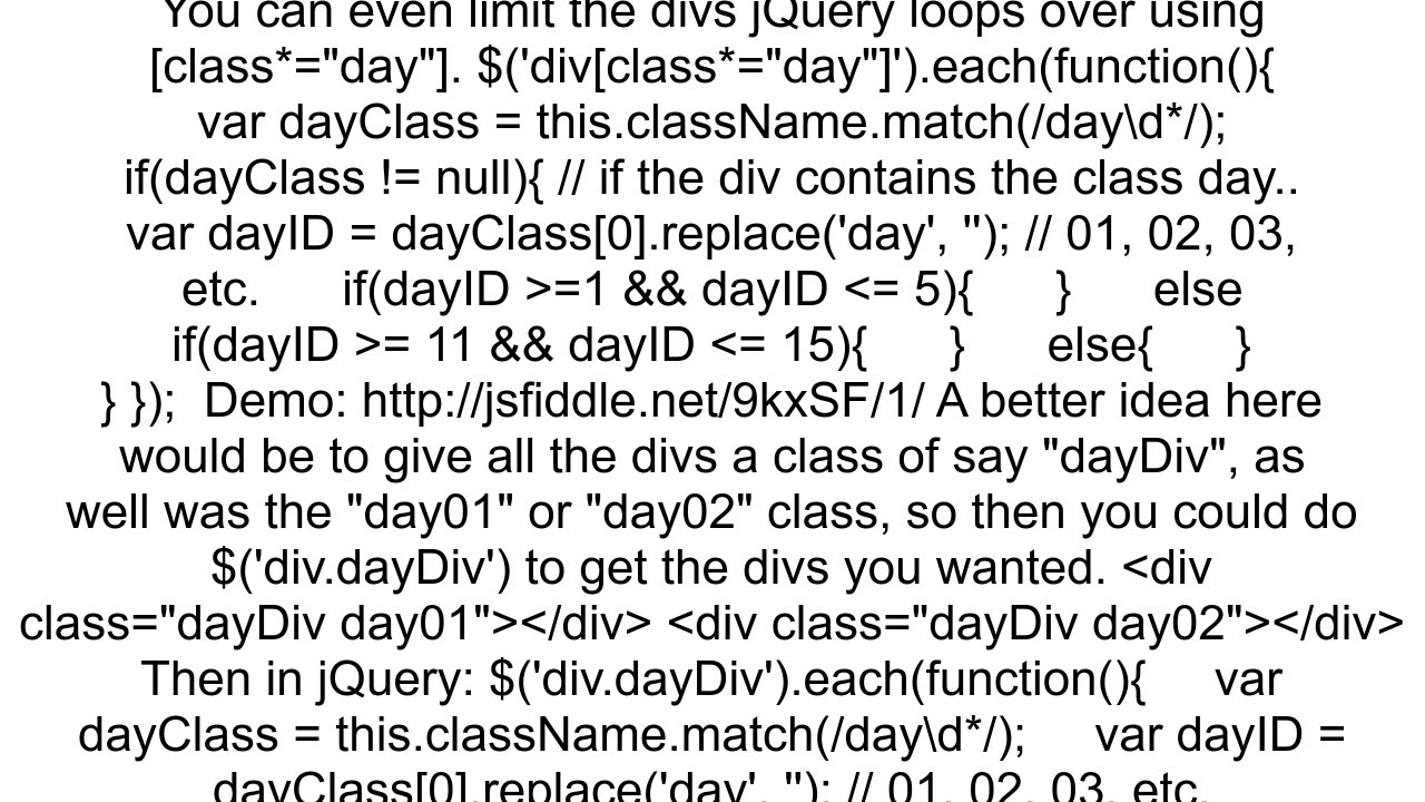 Iterate over an array of divs