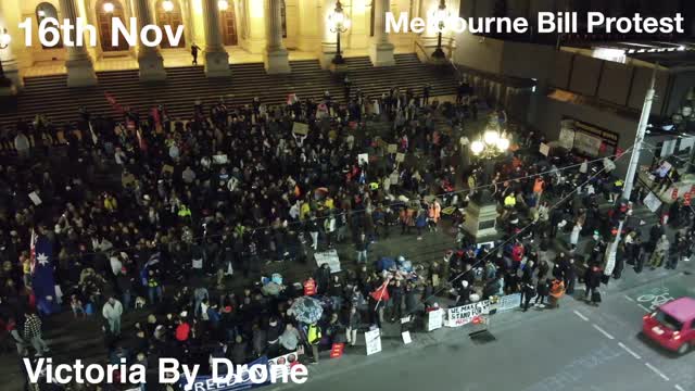 Drone shot: Melbourne / Australia Protest - Kill the Bill - 16.11.2021