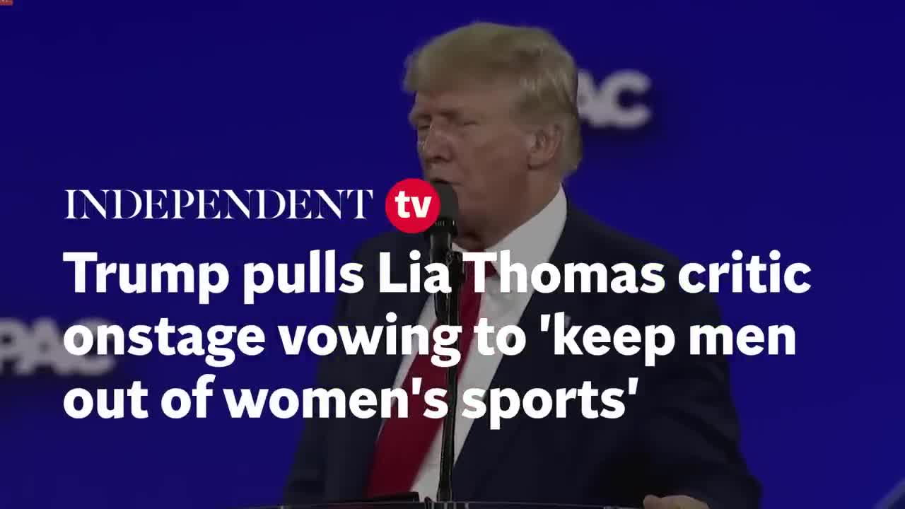 Amazing video of Donald Trump welcomes anti - trans swemmer onstage at CPAC