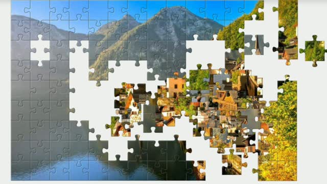 Puzzle. Lake in Austria.