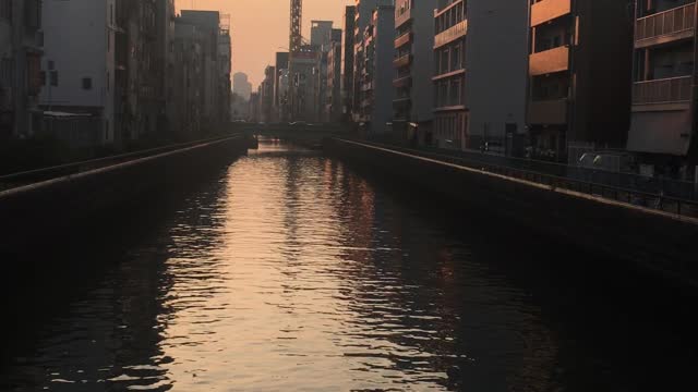 Sunset Seen in Dotonbori, Osaka