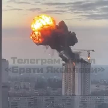 Air Defense Missile Debris Strikes an Apartment Building in Kiev