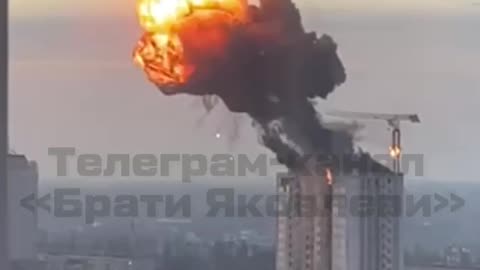 Air Defense Missile Debris Strikes an Apartment Building in Kiev