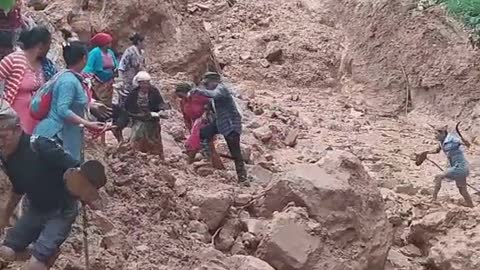 Dangerous landslide in Nepal