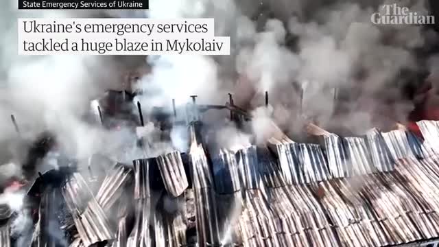 Ukraine_ firefighters tackle huge blaze after Russian attack on Mykolaiv