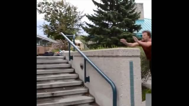 Funny reverse parkour fail nice