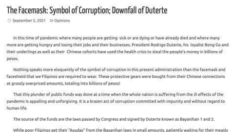 The Facemask/ Symbol of Corruption; Downfall of Duterte – Sangguniang Laiko ng Pilipinas