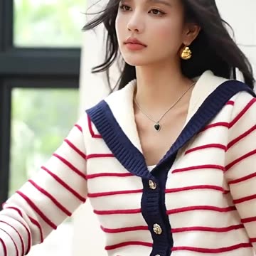 2024 New Sailor Collar Single-breasted Knitted Cardigan