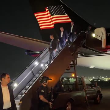 Donald Trump Walks Down Trump Force One Stairs After Surviving
