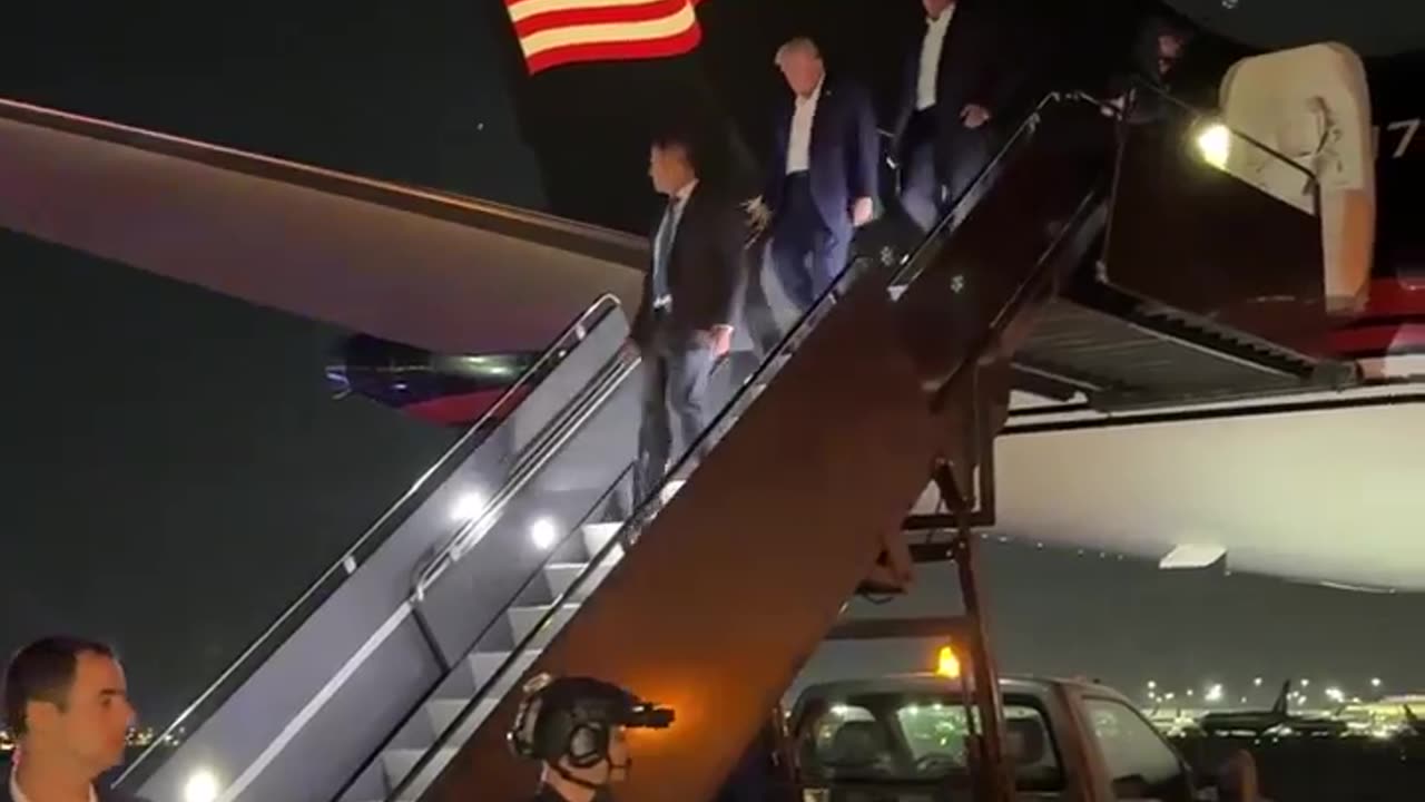 Donald Trump Walks Down Trump Force One Stairs After Surviving