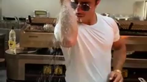 World Famous Salt Bae making delicious food Vegatable burger😎