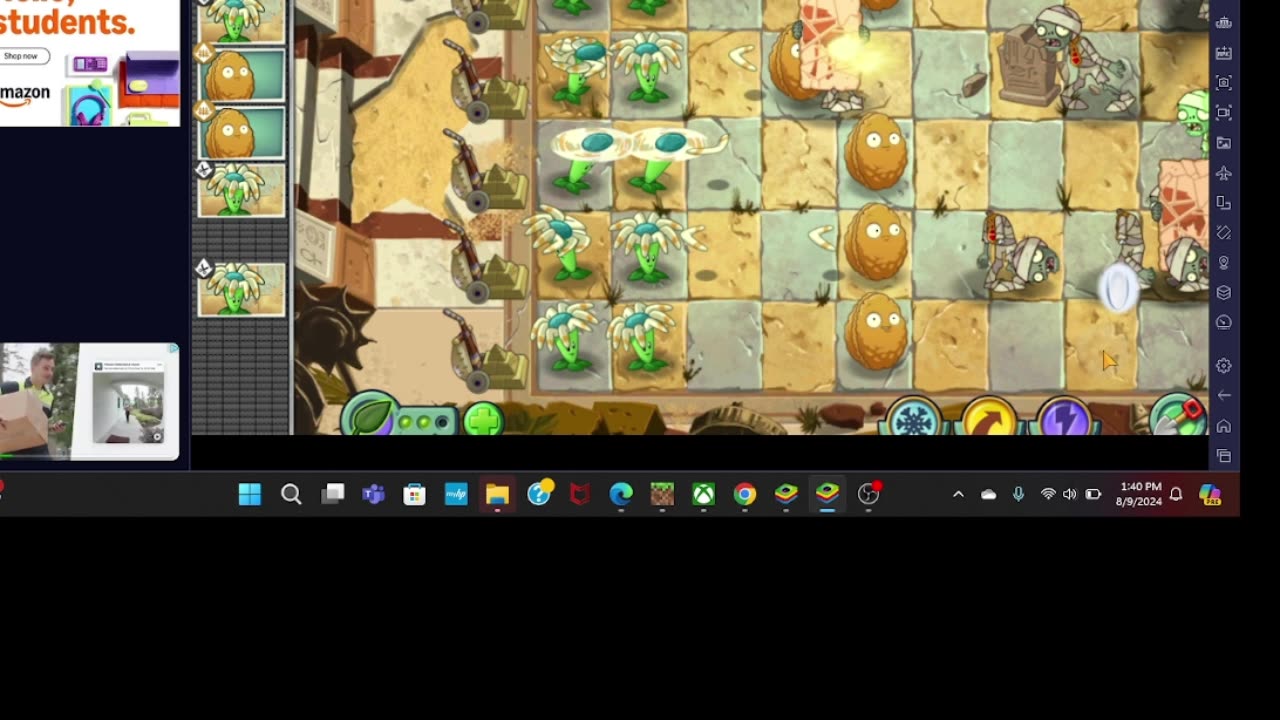 playing plants vs zombies 2!