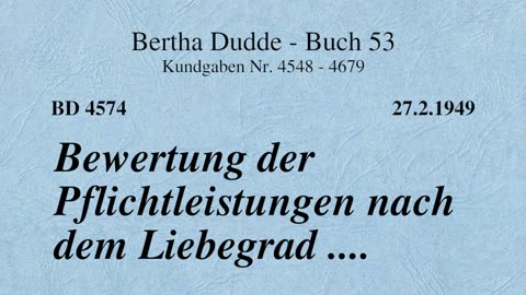 BD 4574 - BEWERTUNG DER PFLICHTLEISTUNGEN NACH DEM LIEBEGRAD ....