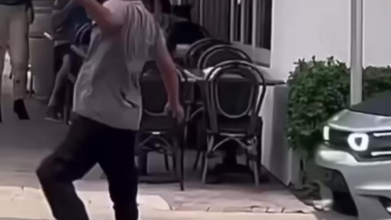 Scat pack almost hits skateboarder didn't end well