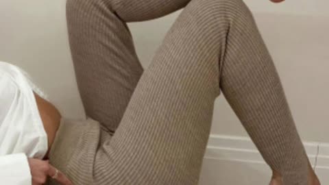 Tossy Beige Ribbed Knit Leggings