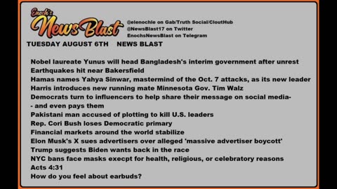 Tuesday August 6,2024 News Blast